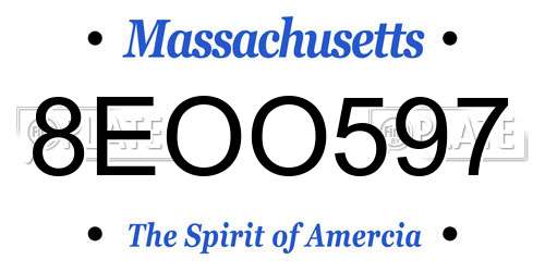8EOO597 Massachusetts License Plate