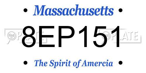 8EP151 Massachusetts License Plate