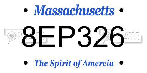 8EP326 Massachusetts License Plate