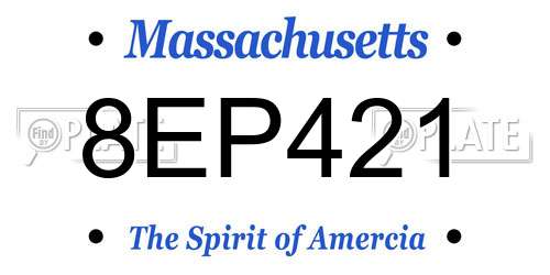 8EP421 Massachusetts License Plate