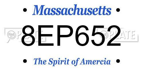 8EP652 Massachusetts License Plate