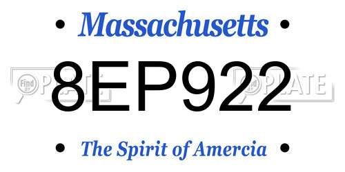 8EP922 Massachusetts License Plate