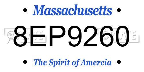 8EP9260 Massachusetts License Plate