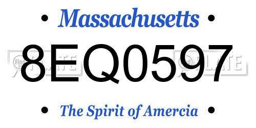 8EQ0597 Massachusetts License Plate