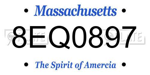8EQ0897 Massachusetts License Plate
