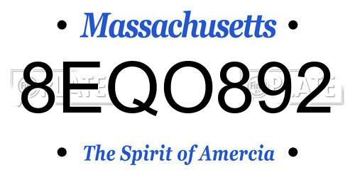 8EQO892 Massachusetts License Plate