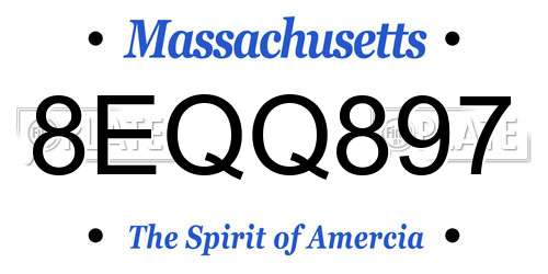 8EQQ897 Massachusetts License Plate
