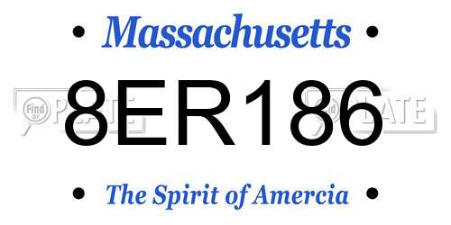 8ER186 Massachusetts License Plate