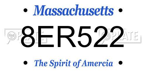 8ER522 Massachusetts License Plate