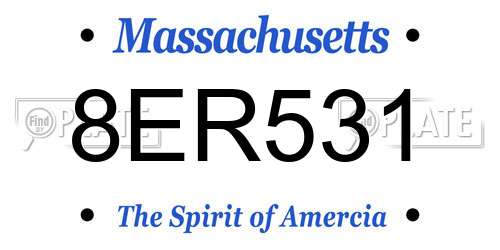 8ER531 Massachusetts License Plate