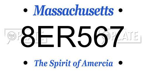 8ER567 Massachusetts License Plate