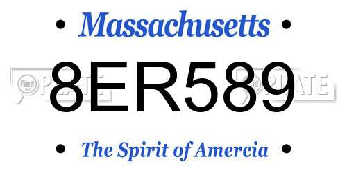 8ER589 Massachusetts License Plate