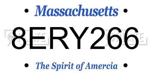 8ERY266 Massachusetts License Plate
