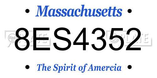 8ES4352 Massachusetts License Plate