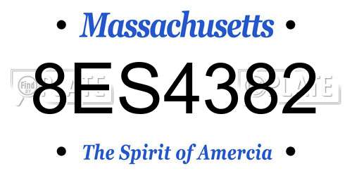 8ES4382 Massachusetts License Plate