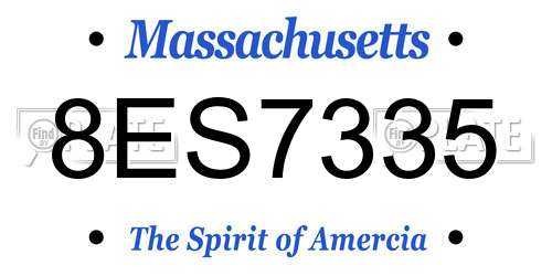 8ES7335 Massachusetts License Plate