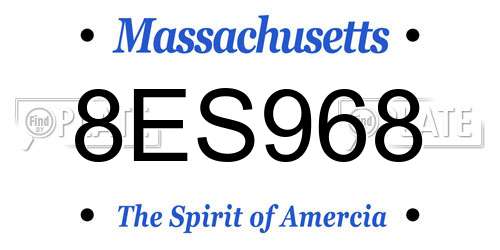 8ES968 Massachusetts License Plate