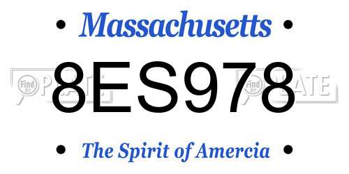 8ES978 Massachusetts License Plate