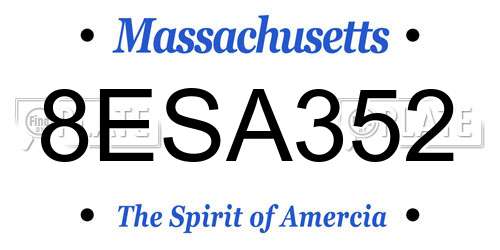 8ESA352 Massachusetts License Plate