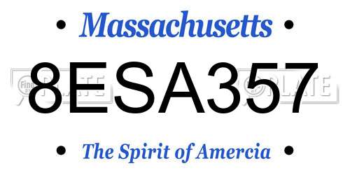 8ESA357 Massachusetts License Plate