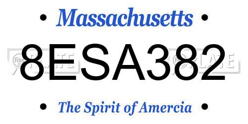 8ESA382 Massachusetts License Plate