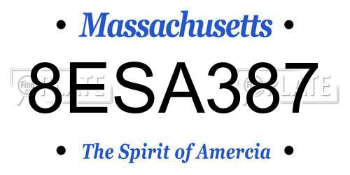 8ESA387 Massachusetts License Plate