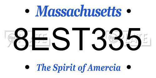 8EST335 Massachusetts License Plate