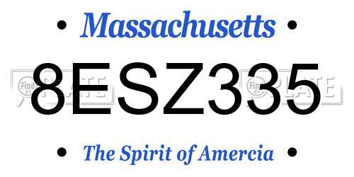 8ESZ335 Massachusetts License Plate
