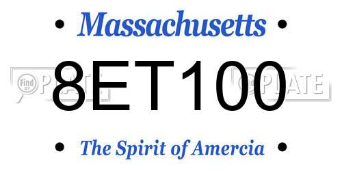 8ET100 Massachusetts License Plate