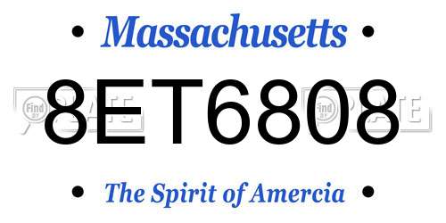 8ET6808 Massachusetts License Plate