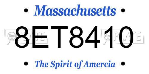 8ET8410 Massachusetts License Plate