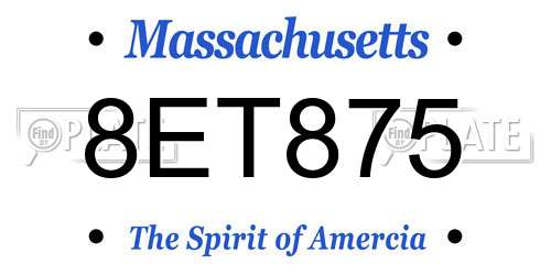 8ET875 Massachusetts License Plate