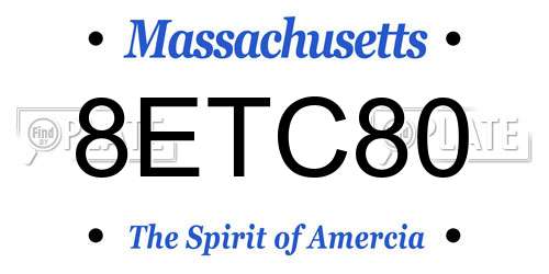 8ETC80 Massachusetts License Plate