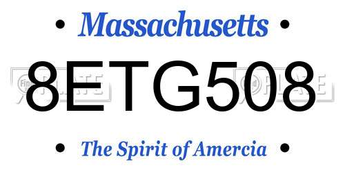 8ETG508 Massachusetts License Plate