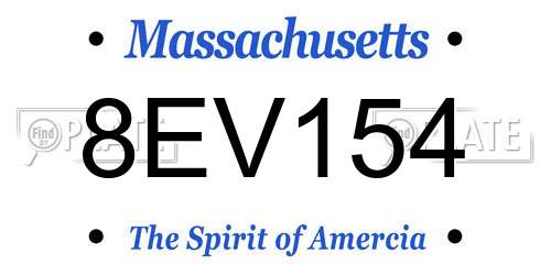 8EV154 Massachusetts License Plate