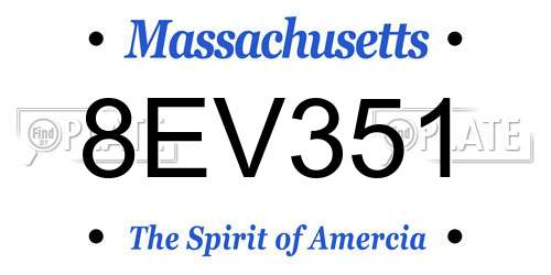 8EV351 Massachusetts License Plate