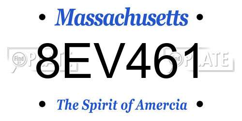 8EV461 Massachusetts License Plate