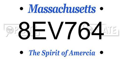 8EV764 Massachusetts License Plate