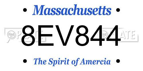 8EV844 Massachusetts License Plate