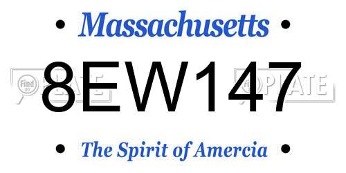 8EW147 Massachusetts License Plate