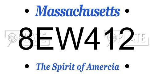 8EW412 Massachusetts License Plate