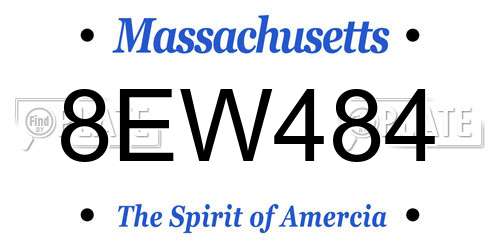 8EW484 Massachusetts License Plate