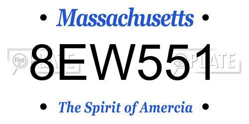 8EW551 Massachusetts License Plate