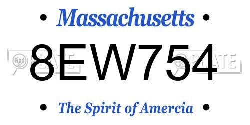 8EW754 Massachusetts License Plate