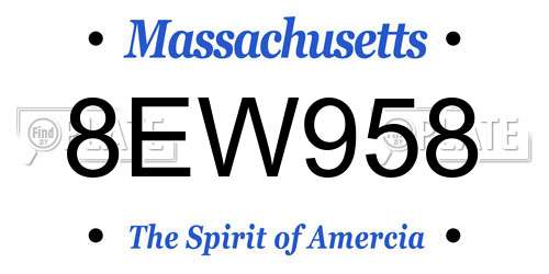 8EW958 Massachusetts License Plate