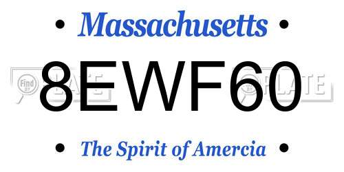 8EWF60 Massachusetts License Plate