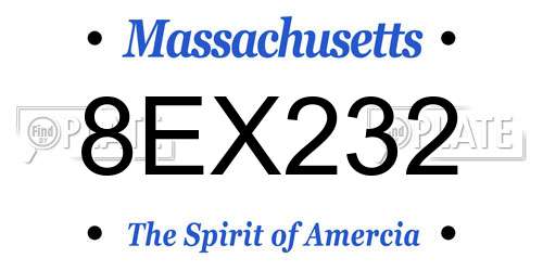 8EX232 Massachusetts License Plate