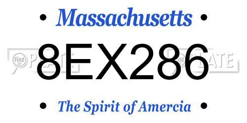 8EX286 Massachusetts License Plate