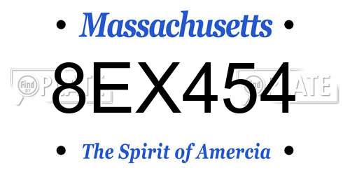 8EX454 Massachusetts License Plate