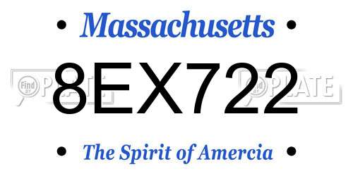 8EX722 Massachusetts License Plate